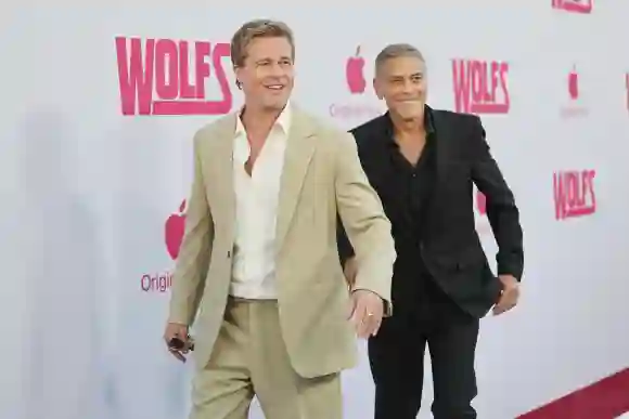 September 18, 2024, Los Angeles, California, USA: BRAD PITT followed by GEORGE CLOONEY at the Los Angeles Premiere of Th