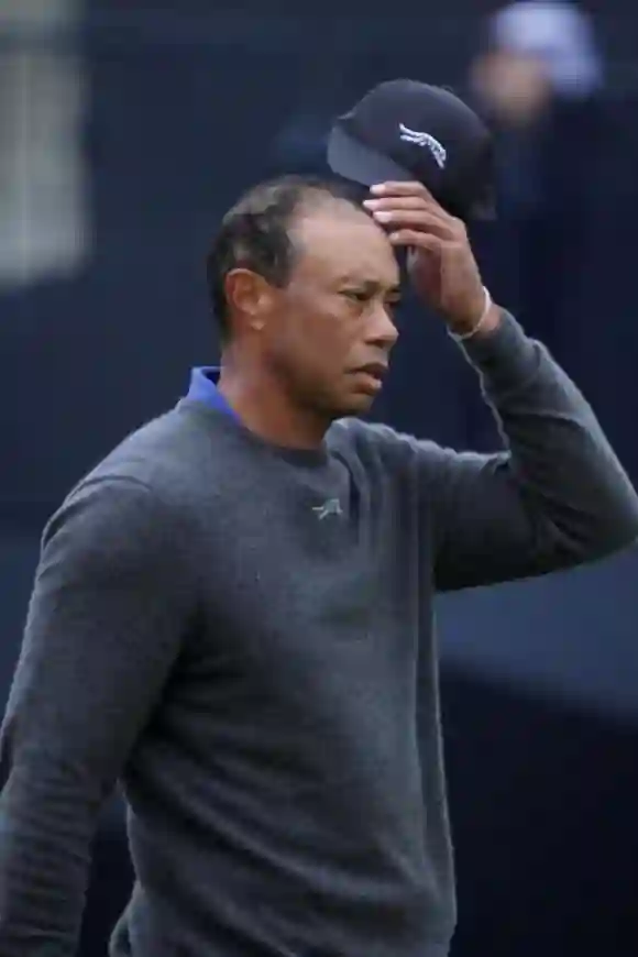 152nd Open Championship Tiger Woods (USA) at the 18th during Round 1 of the 152nd Open Championship, played at Royal Tro