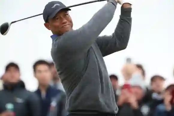 United States Tiger Woods on the 16th hole during the day 1 of the 2024 British Open Golf Championships at the Royal Tro