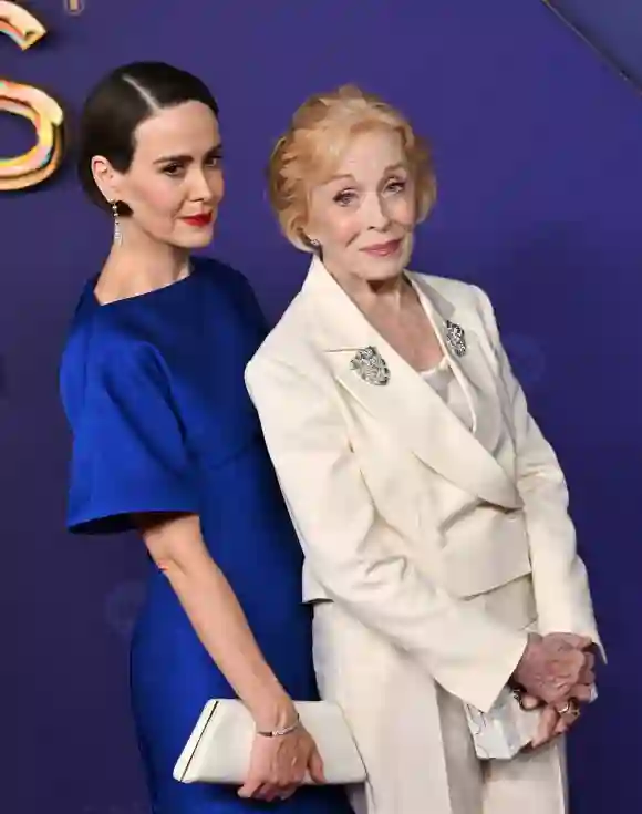 (L-R) Sarah Paulson and Holland Taylor arrive for the 76th annual Primetime Emmy Awards at the Peacock Theater in Los An