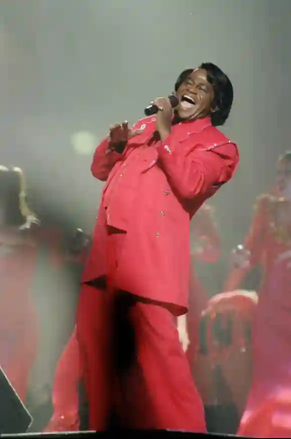James Brown performs during the half-time show for Super Bowl XXXI between the New England Patriots and the Green Bay Packers in New Orleans, Louisiana.
