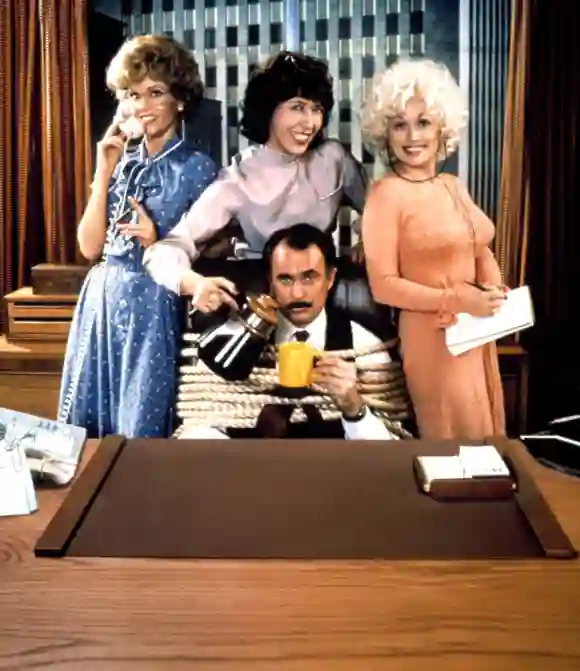 Jane Fonda, Lily Tomlin, Dolly Parton, and Dabney Coleman in 'Nine To Five' 1980.