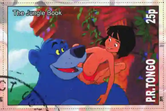 TONGO - CIRCA 2011: stamp printed by Tongo, shows Walt Disney cartoon character, The Jungle Book, circa 2011 , 5737900.j