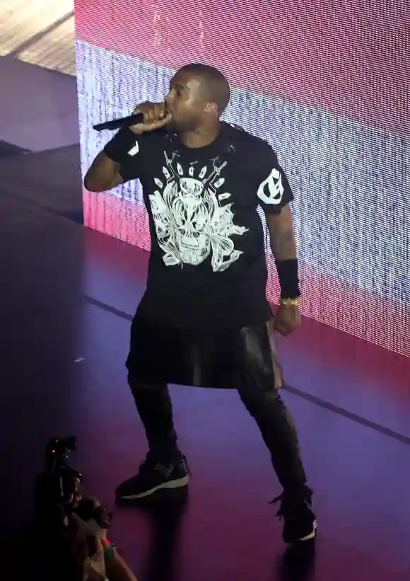 Kanye West performs onstage for Samsung Galaxy presents JAY Z and Kanye West at SXSW, Austin, Texas, 2014.