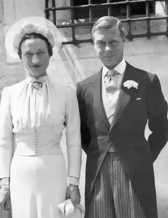 Edward VIII, former King of England, now Duke of Windsor, and his bride, Bessie Wallis Warfield Simpson at the Chateau de Cande, June 3, 1937.