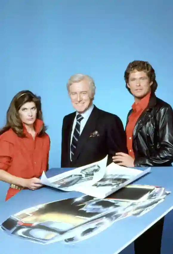The 'Knight Rider' Cast: Patricia McPherson, Edward Mulhare and David Hasselhoff.