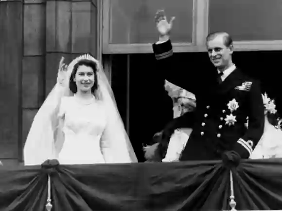 Queen Elizabeth and Prince Philip at their wedding on November 20, 1947