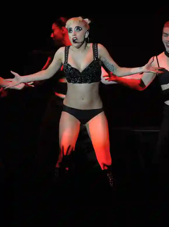 Lady Gaga in lingerie on stage