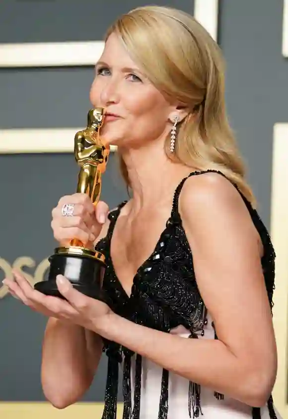 Laura Dern, winner of the Actress in a Supporting Role award for 'Marriage Story' during the 92nd Annual Academy Awards on February 09, 2020