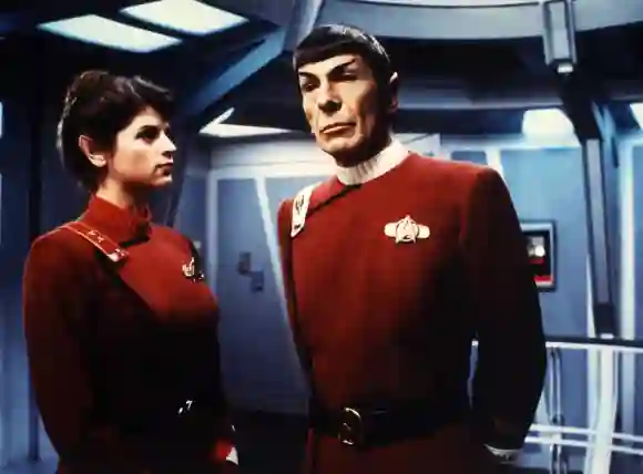 Kirstie Alley and Leonard Nimoy in 'Star Trek II'