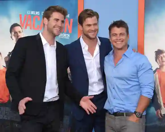 Liam Hemsworth, Chris Hemsworth, and Luke Hemsworth in 2015.
