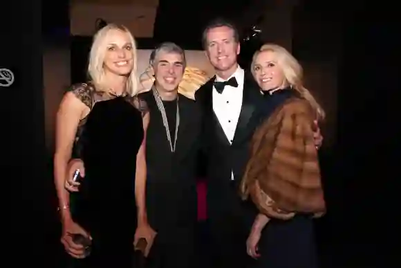 Dr. Lucinda Southworth, CEO of Alphabet Larry Page, Lieutenant Governor Gavin Newsom, and filmmaker Jennifer Siebel Newsom attend the 2017 Breakthrough Prize, December 4, 2016.