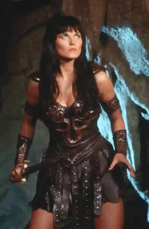 Lucy Lawless como "Xena" en Xena: la princesa guerrera.