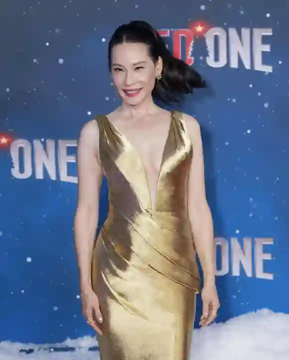 November 11, 2024, New York, New York, USA: Lucy Liu wearing dress by Marchesa attends US premiere of Amazon Red One at