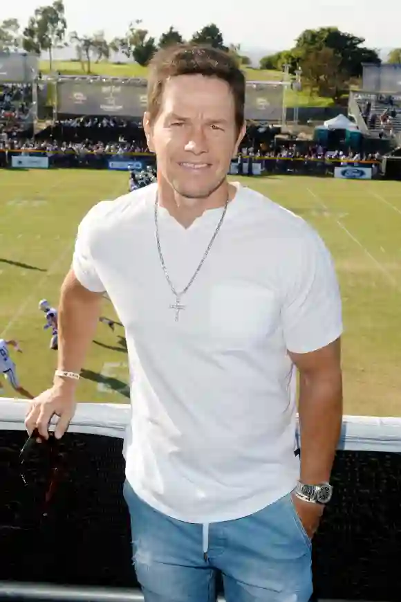 Mark Wahlberg attends The Dallas Cowboys Training Camp to Announce Wahlburgers Opening at The Star in Frisco on August 03, 2019