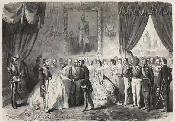 Maximiliano de Habsburgo y la Emperatriz Carlota asisten a una boda en 1865