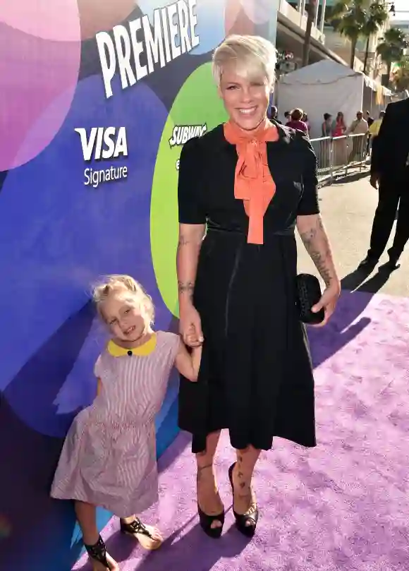 Pink and her daughter Willow Sage Hart attend the Los Angeles premiere of Disney-Pixar's 'Inside Out,' June 8, 2015.