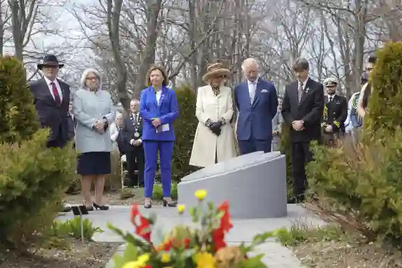 Her Honour The Honourable Judy May Foote, Camilla, Duchess of Cornwall, Prince Charles, Prince of Wales, and His Honour Howard William Foote during day one of the Platinum Jubilee Royal Tour of Canada, May 17, 2022.