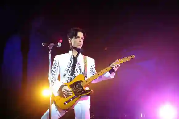 Prince during a live performance in Paris, France, in 2009.