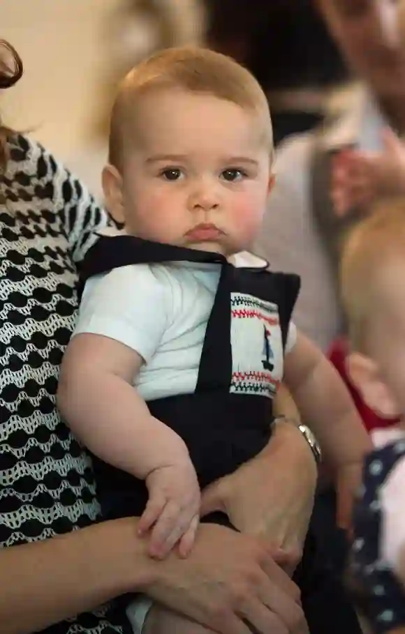 Prince George during a Plunket nurse and parents group visit at Government House in Wellington on April 9, 2014.