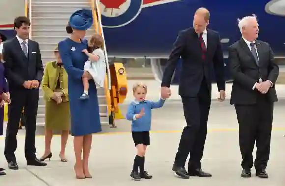 Justin Trudeau with Prince William, Princess Kate, Princess Charlotte and Prince George
