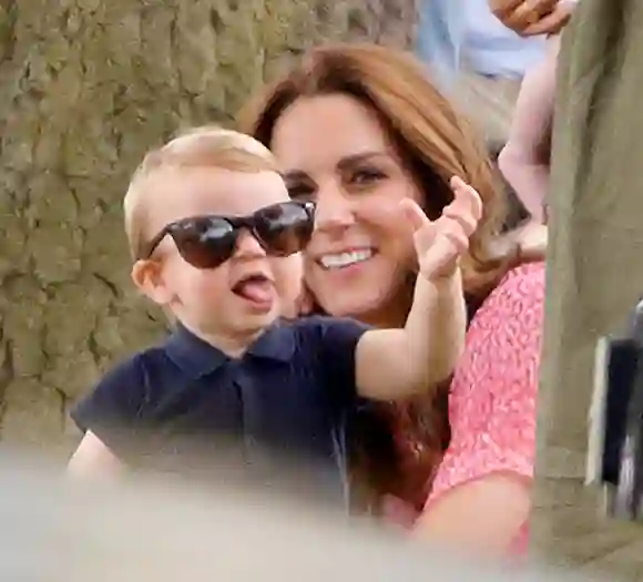 Duchess Catherine and Prince Louis attending a polo match on July 10th, 2019