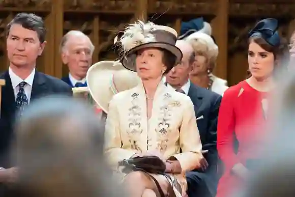 Sir Timothy Laurence, Princess Anne, Princess Royal and Princess Eugenie attend a lunch after the National Service of Thanksgiving, June 10, 2016.