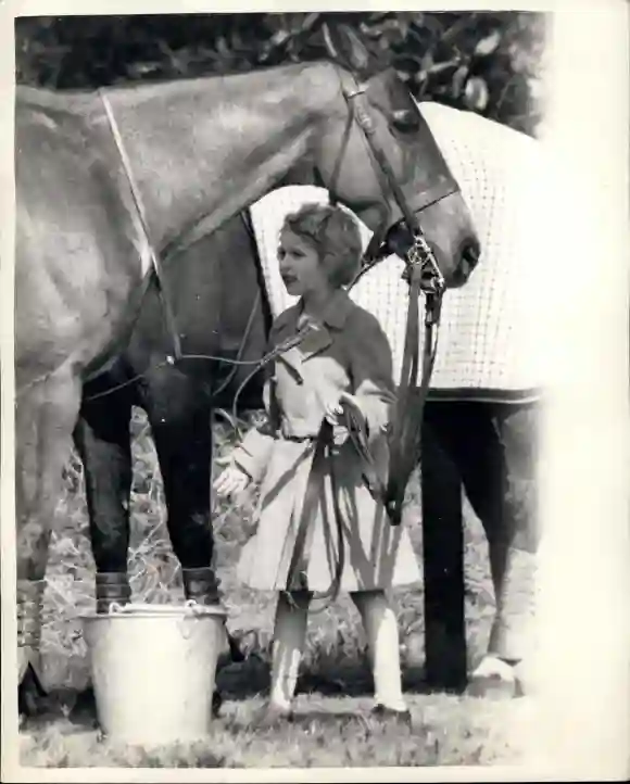 Princess Anne with her father's Polo pony.