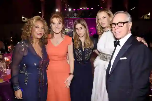 Denise Rich, Duchess of York Sarah Ferguson, Princess Beatrice of York and Dee Ocleppo and Tommy Hilfiger attend the 2016 Angel Ball, November 21, 2016.