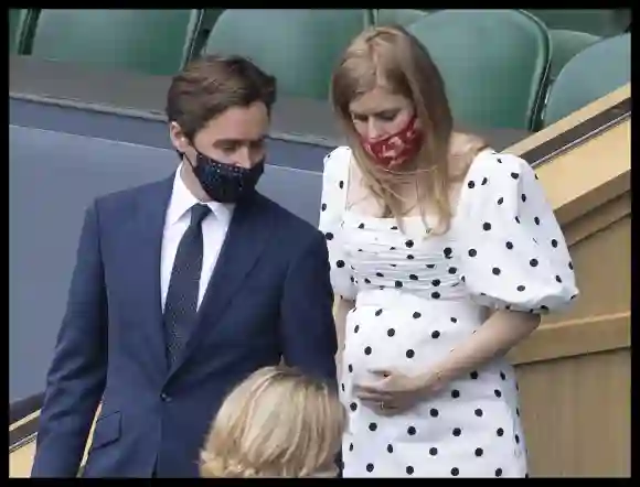 Princess Beatrice and her husband Edoardo Mapelli Mozzi arriving in the Royal Box on day ten of the Wimbledon Tennis Championships, July 8, 2021.