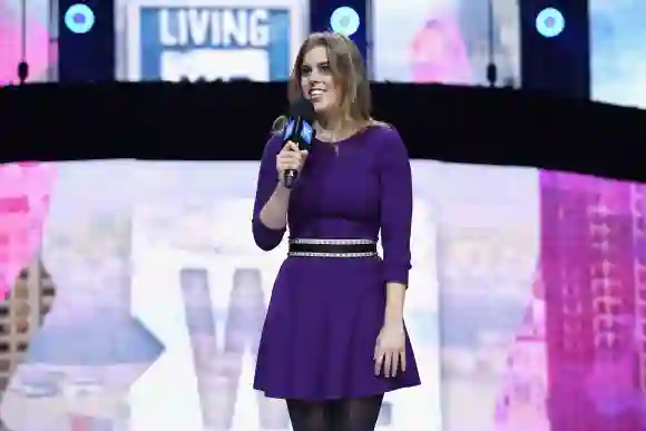 Princess Beatrice of York speaks on stage during WE Day New York Welcome, April 6, 2017.