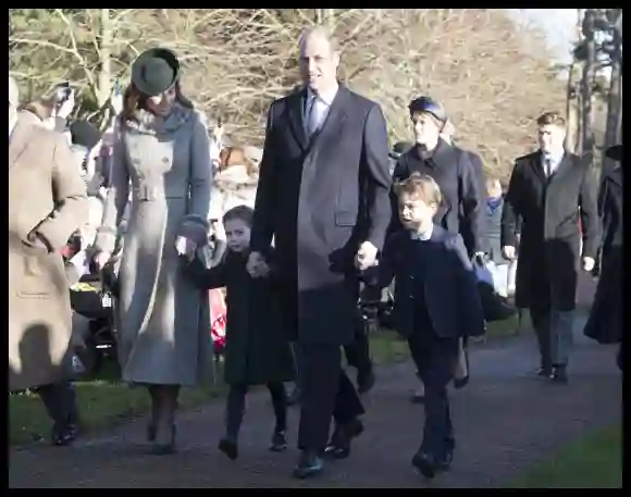 Duchess Catherine, Princess Charlotte, Prince William and Prince George on Christmas Day.