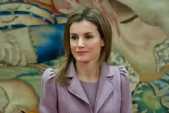 La princesse Letizia d'Espagne assiste à la cérémonie de remise des prix civils de l'Ordre de la solidarité sociale 2013, le 14 janvier 2014.