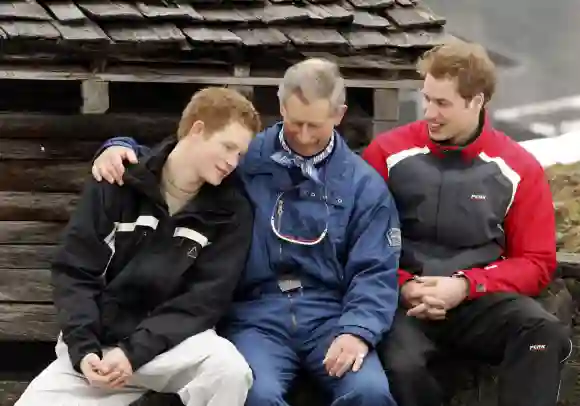 Prince Charles, Prince William and Prince Harry on vacation in Switzerland in 2005