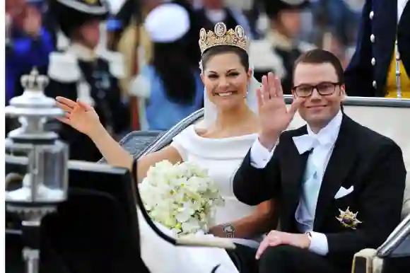 Princess Victoria and Prince Daniel of Sweden on the day of their wedding on June 19, 2010