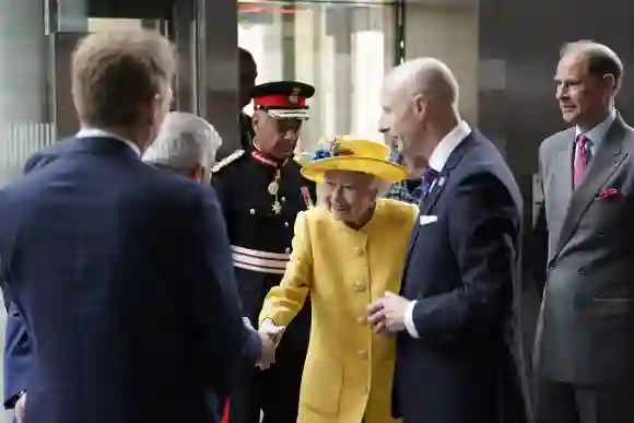 Queen Elizabeth II and Prince Edward, Earl of Wessex meet staff who have been key to the Crossrail project, as well as Elizabeth Line staff who will be running the railway, May 17, 2022.