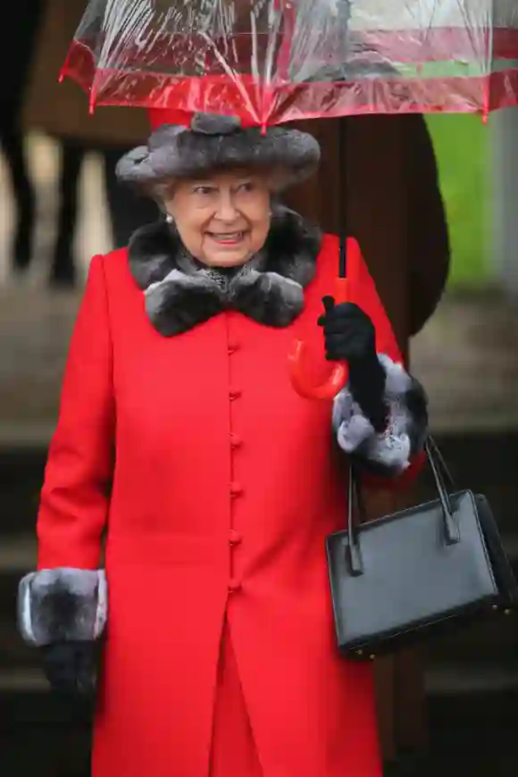 Queen Elizabeth II attends a Christmas Day church service at Sandringham on December 25, 2015, in King's Lynn, England.