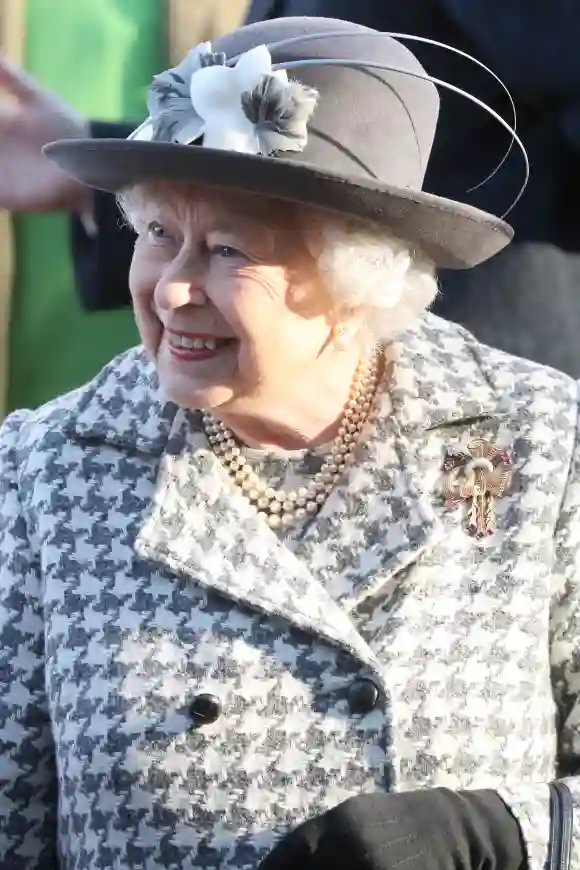 Queen Elizabeth II departs church at Hillington in Sandringham on January 19, 2020 in King's Lynn, England