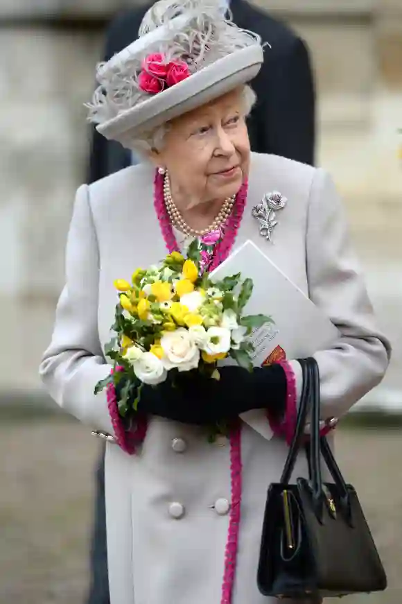 Queen Elizabeth II departs after attending a service marking the 750th anniversary of Westminster Abbey on October 15, 2019 in London, England.