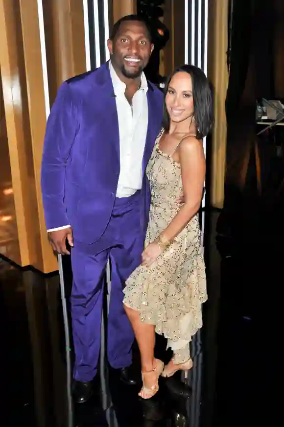 Ray Lewis and Cheryl Burke attend the "Dancing With The Stars" Season 28 show at CBS Television City on September 16, 2019