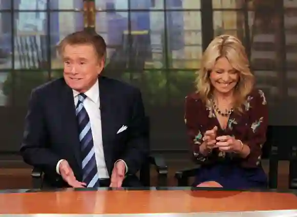 Regis Philbin and Kelly Ripa on 'LIVE! with Regis and Kelly' in New York City.