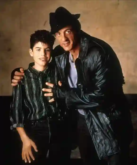 Sage y Sylvester Stallone en 1990