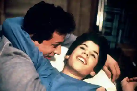 Sylvester Stallone y su hijo y Sage Stallone en 1990