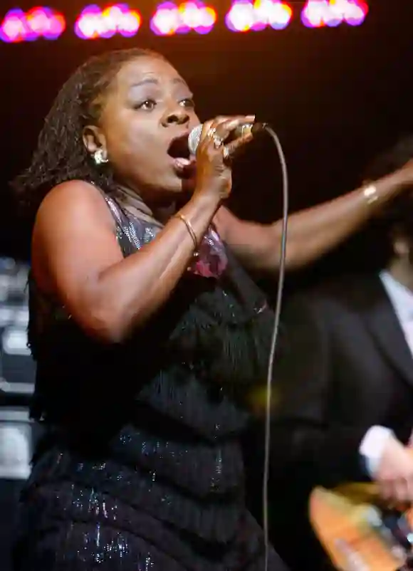 Sharon Jones performing at Coachella Valley Music and Arts Festival, California, 2008.