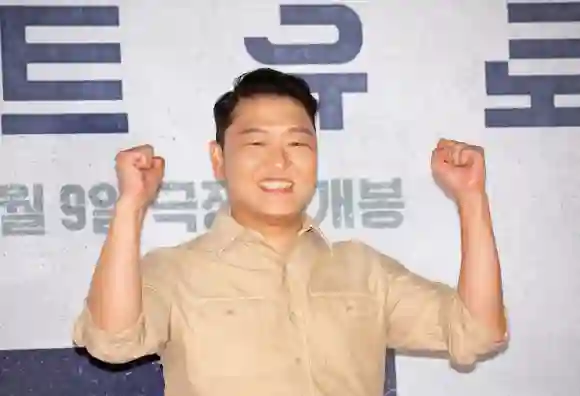 PSY, Aug 8, 2023 : Singer PSY poses at a photo call before the VIP preview of South Korean movie Concrete Utopia at a th