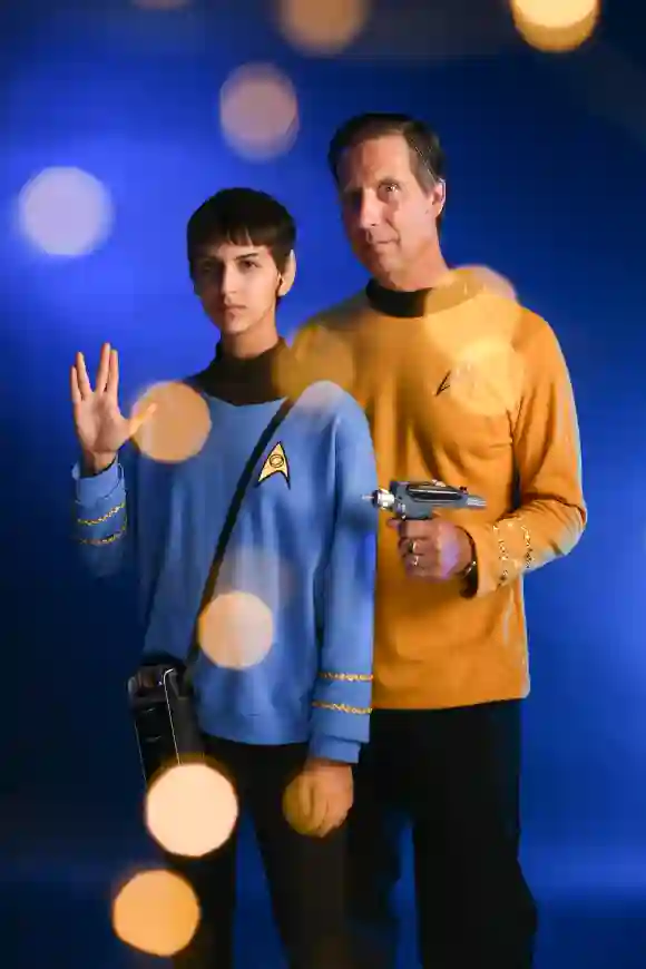 Cosplayers as "Spock" and "Kirk" from Star Trek