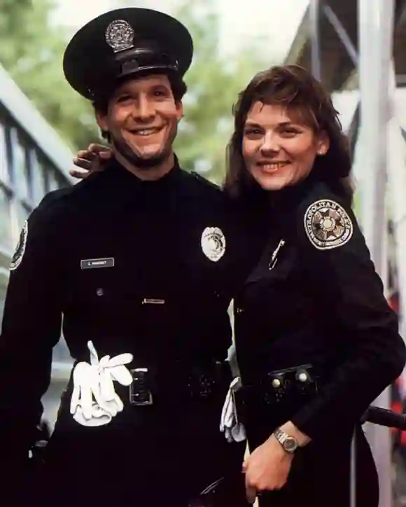 Steve Guttenberg and Kim Cattrall in 'Police Academy'.