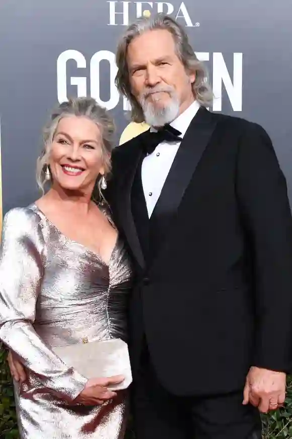 Jeff Bridges and his wife Susan Geston arrive for the 76th annual Golden Globe Awards on January 6, 2019