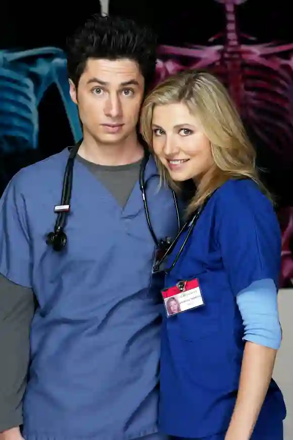 Zach Braff and Sarah Chalke as "J.D." and "Elliott" in 'Scrubs'.