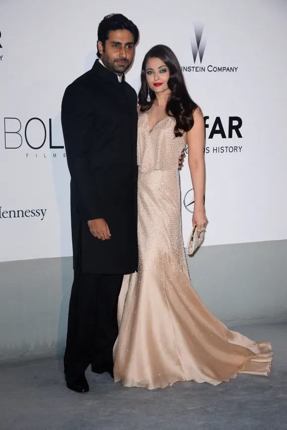 Aishwarya Rai Taken To Hospital With Covid-19 File photo dated May 22, 2014 of Aishwarya Rai, Abhishek Bachchan arriving